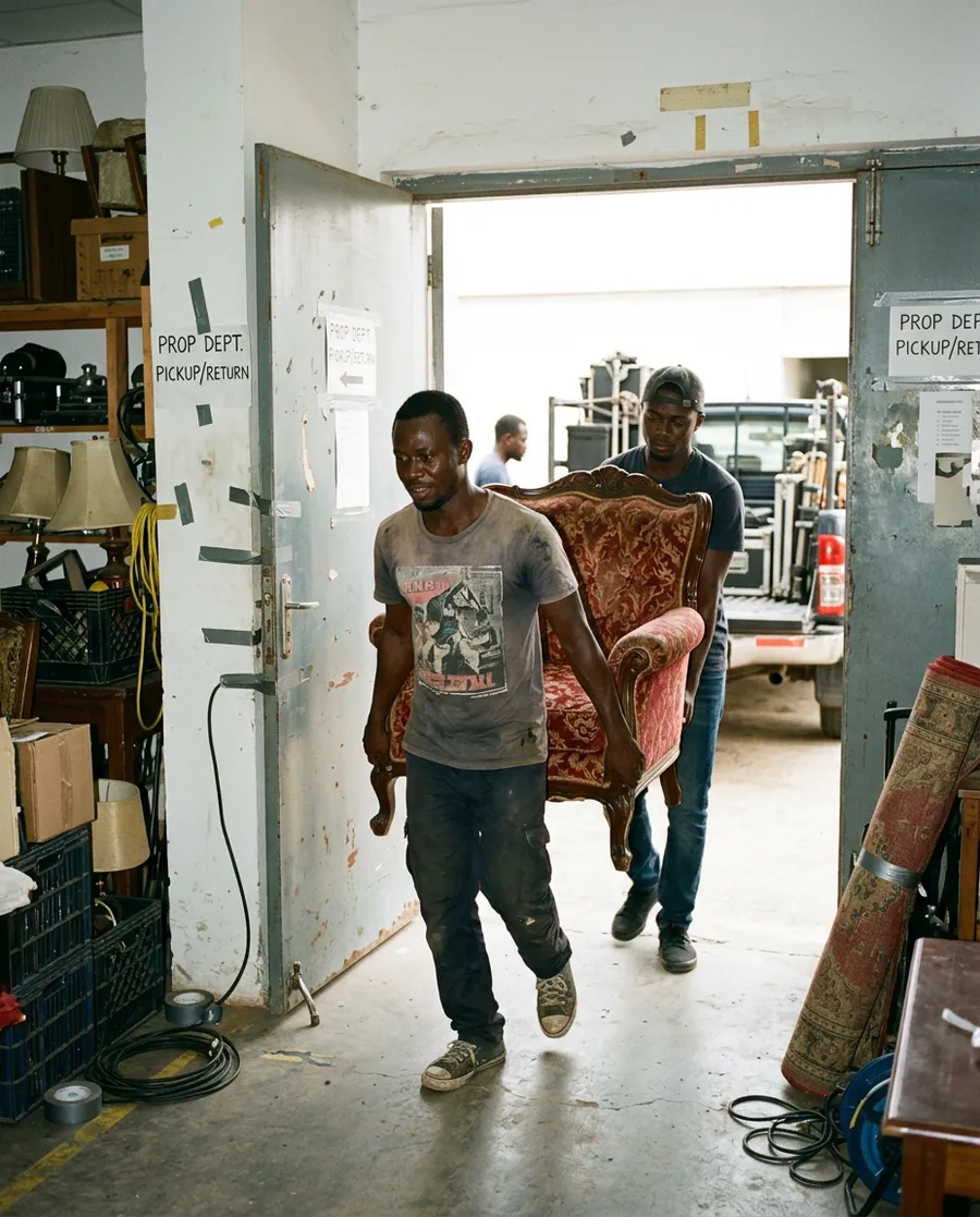 Pick-up day: In by the door, out to the set.