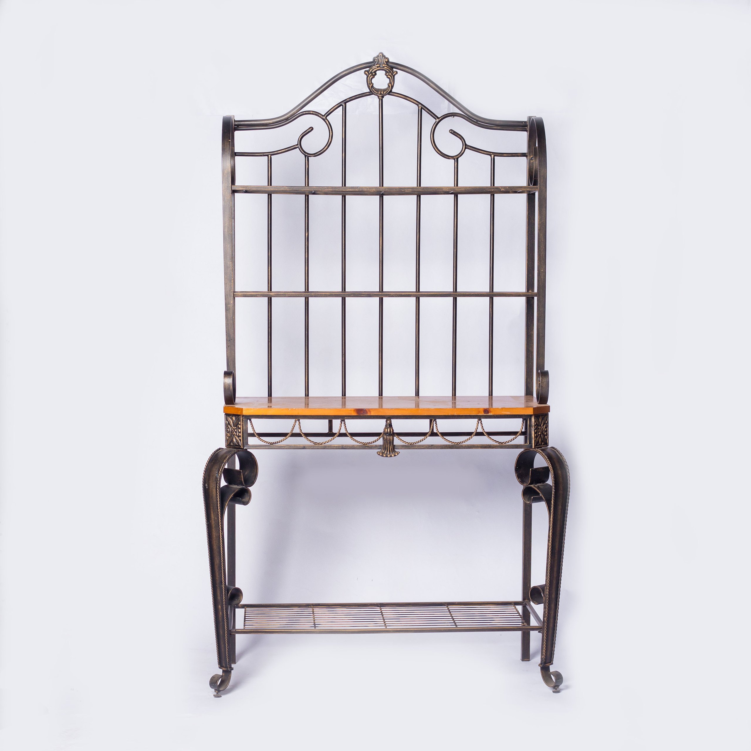 Antique brass bakers rack