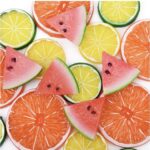 Artificial plastic sliced assorted fruits