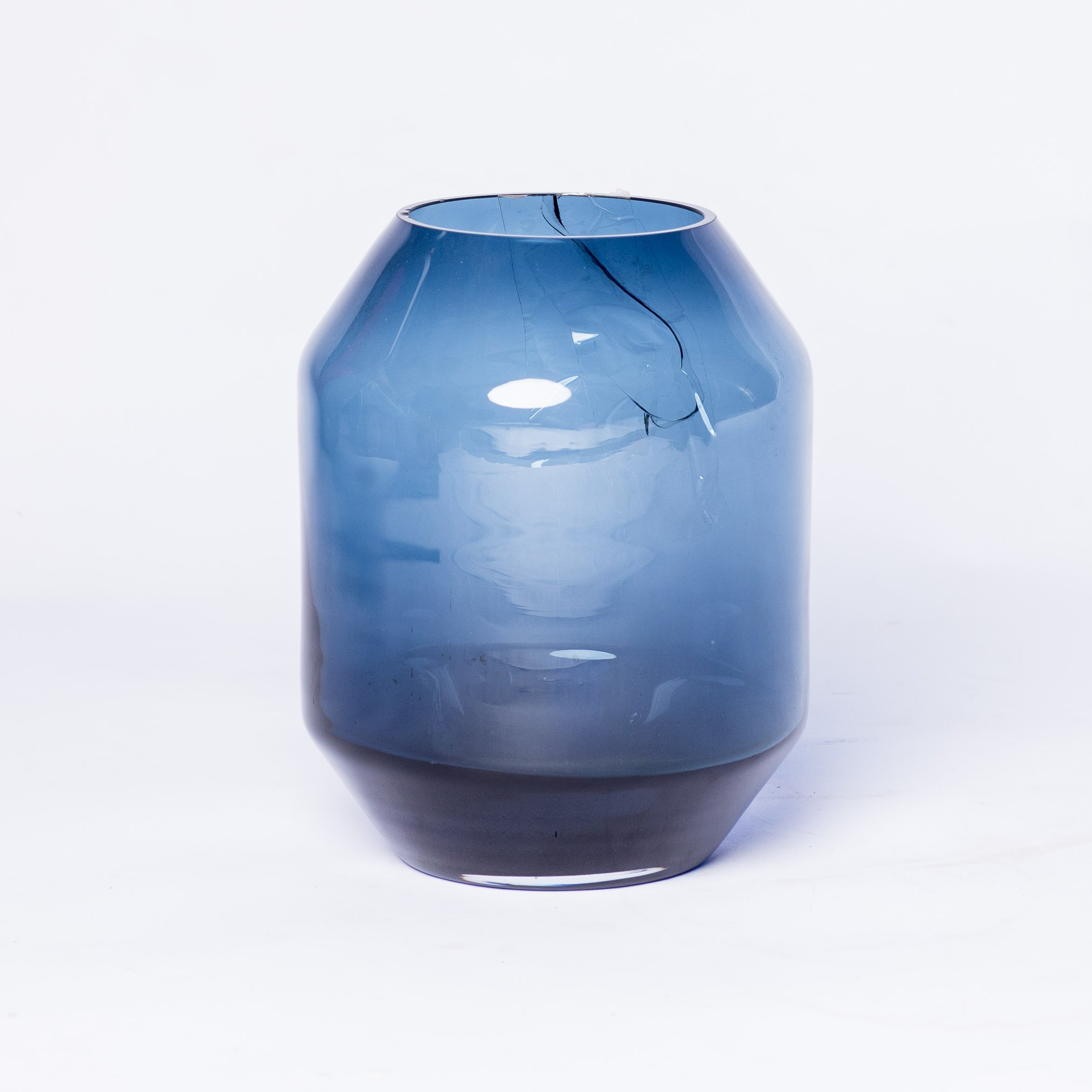 Blue hurricane candle holder