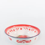 Enamel red and white basin