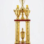 Gold plated football trophy