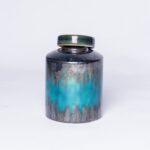 Libra Santorini blue ceramic lidded jar
