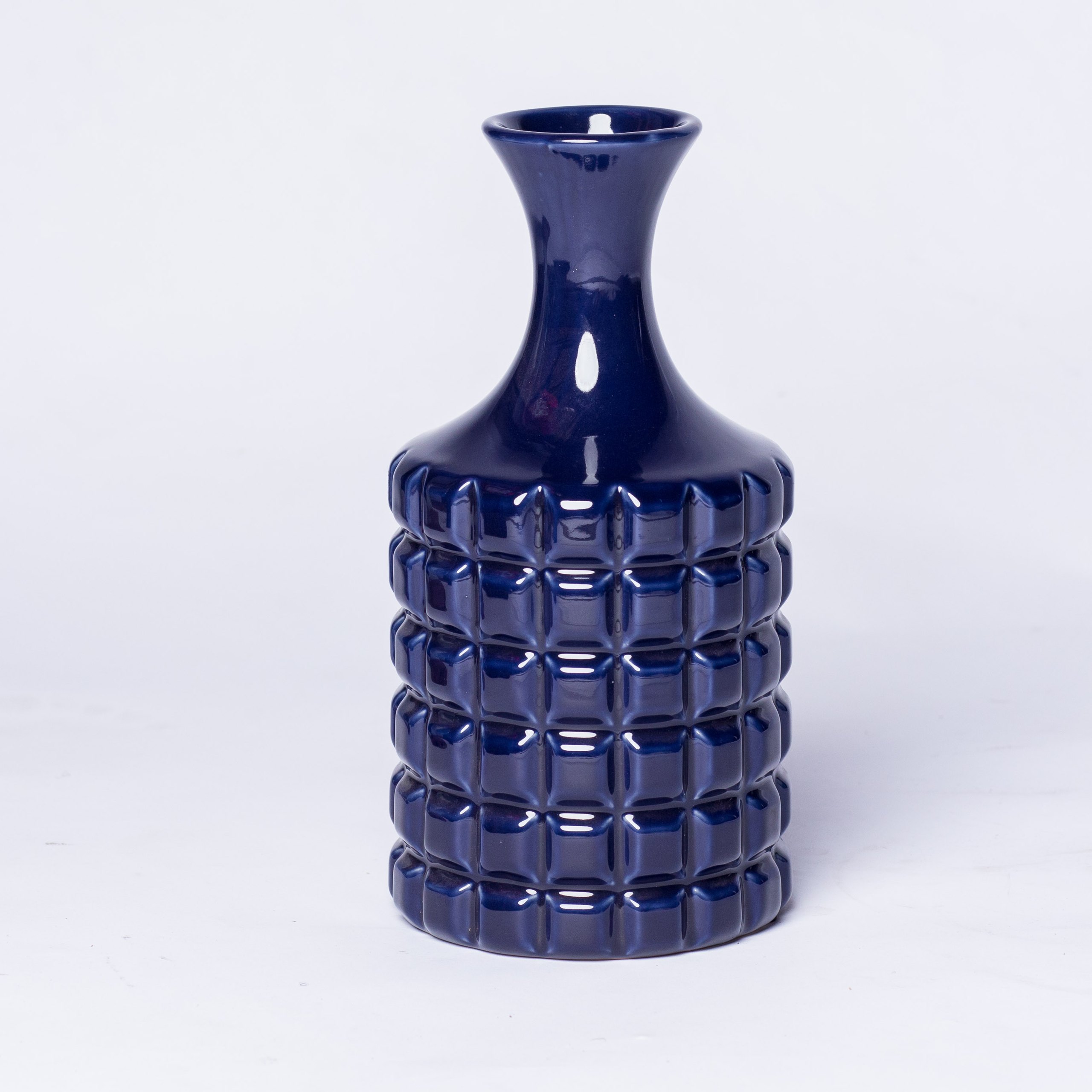 Navy ceramic vase