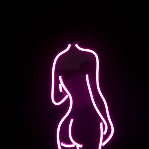 Pink lady back neon sign