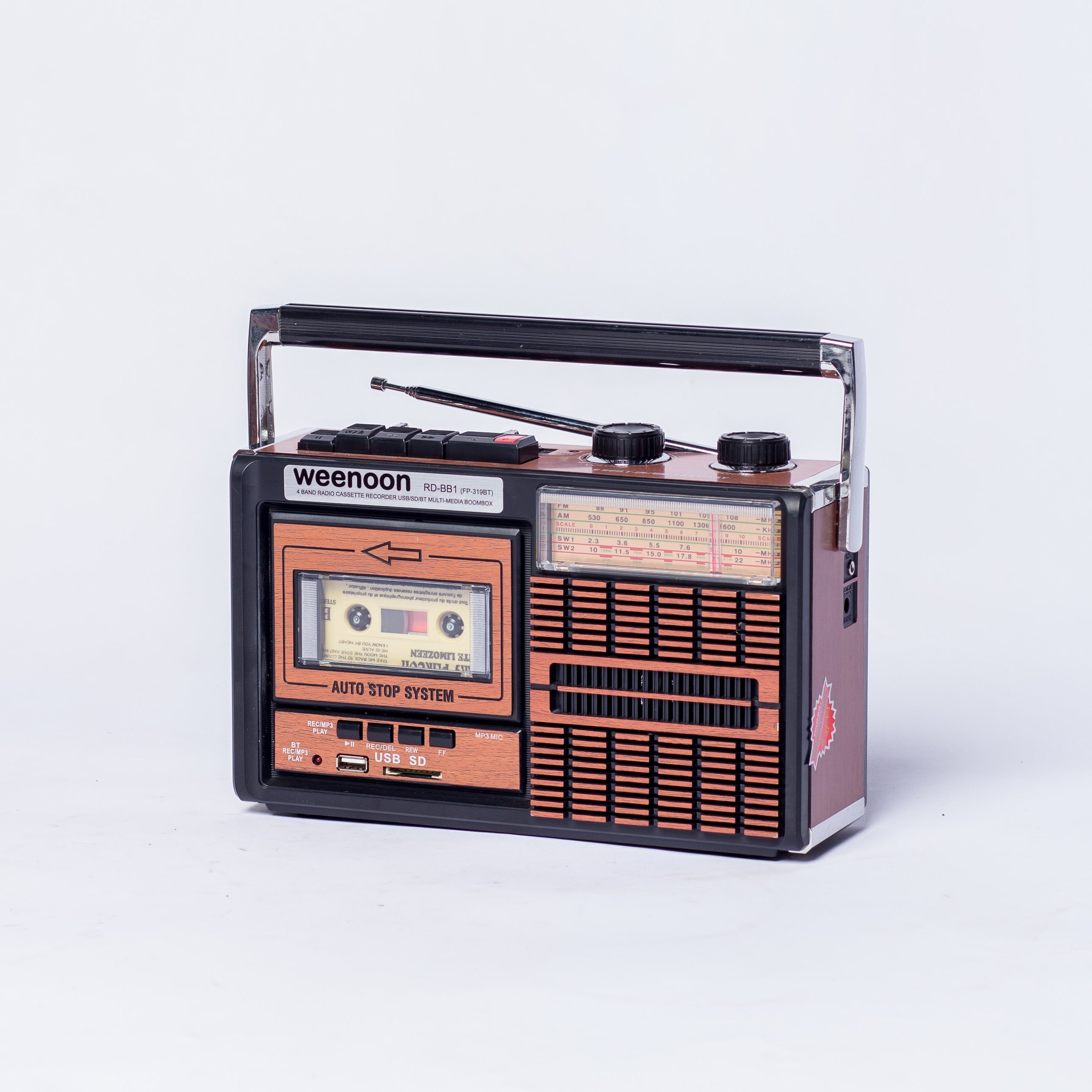 Retro boombox cassette player