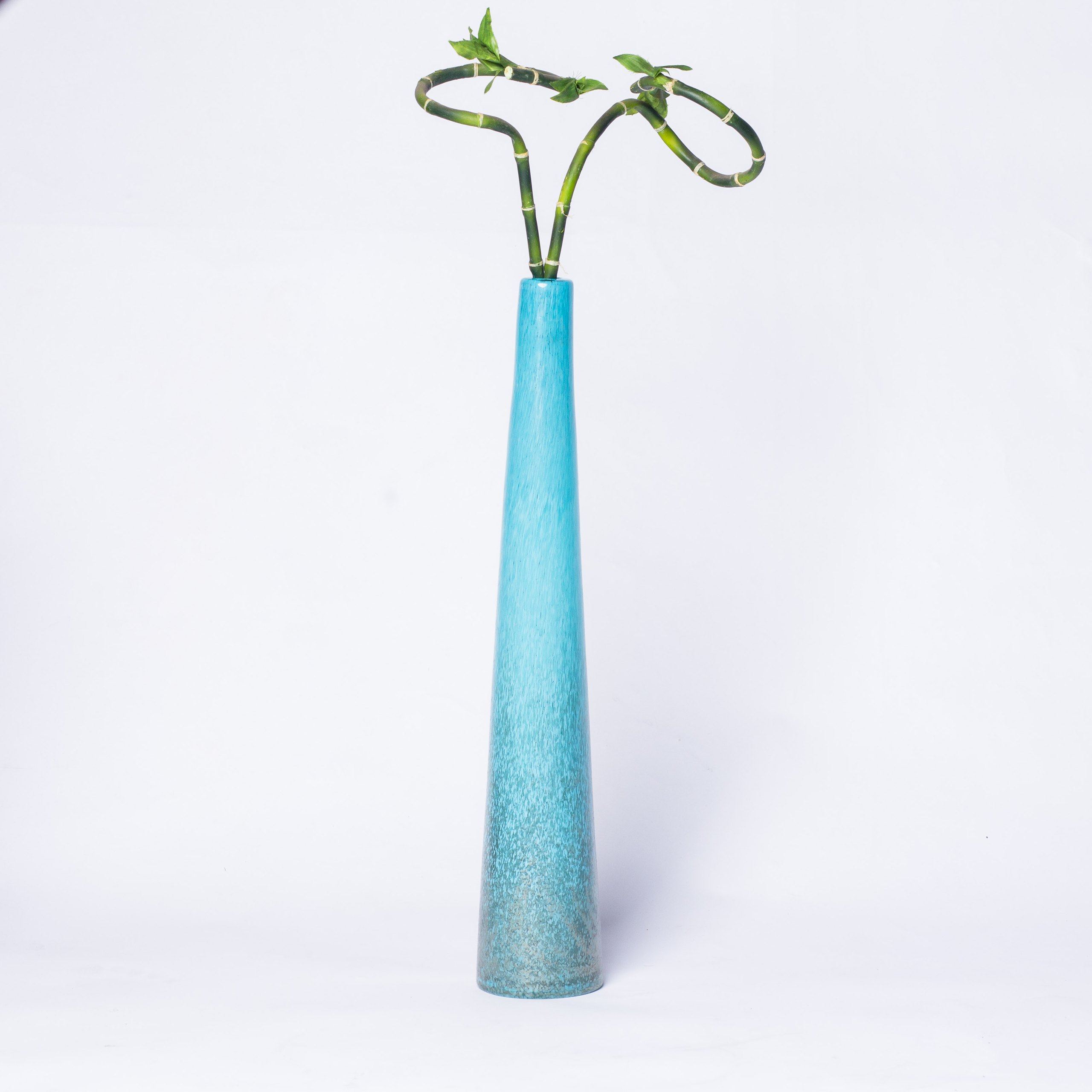 Turquoise blue long flower vase
