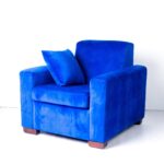 Vintage blue upholstered lounge chair